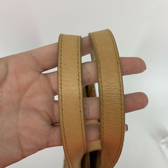 Fossil Tan Leather Woven Hand Bag Purse - Picture 11 of 12